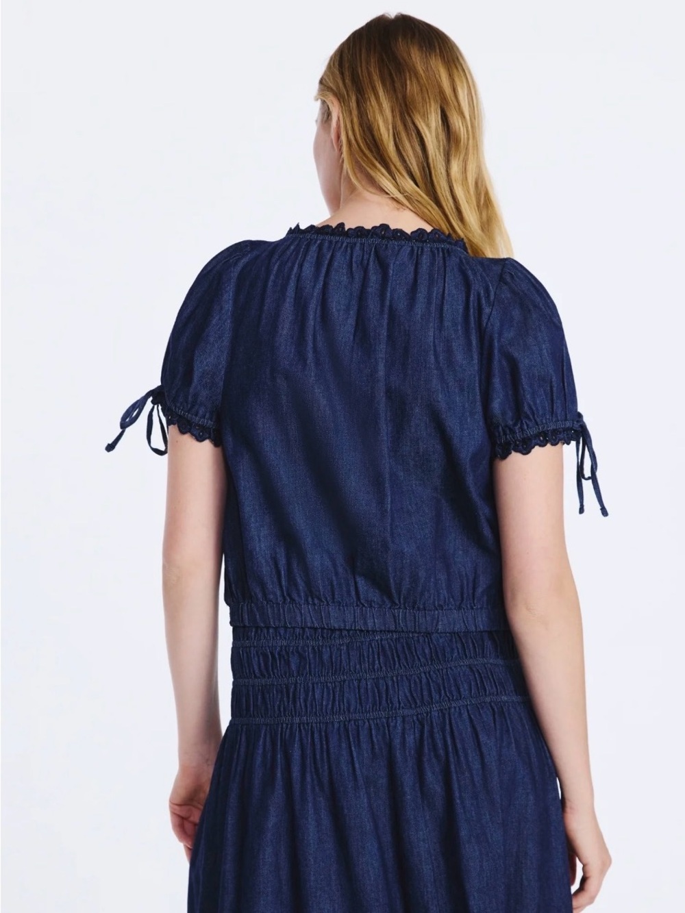 Free Assembly Embroidered Denim cropped Cotton Top - Picture 3 of 7